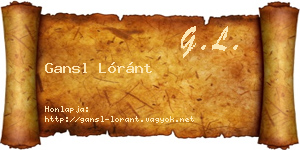 Gansl Lóránt névjegykártya
